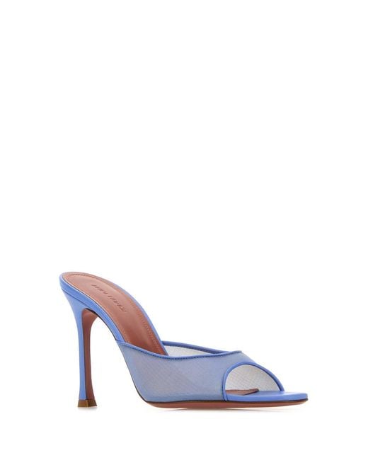 AMINA MUADDI Blue Cerulean Mesh Alexa Mules