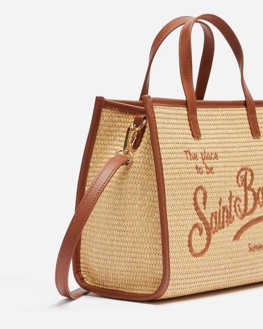 Mc2 Saint Barth Metallic Borsa A Mano Vivian Midi Effetto Paglia