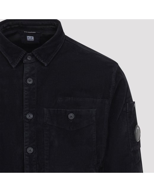 C P Company Blue Cordoury Button Lens Shirt for men