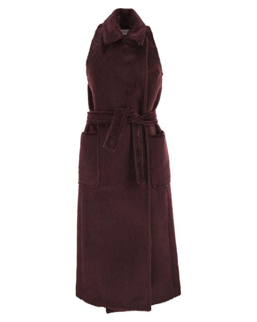 Max Mara Purple Abbozzi1234 Sleeveless Coat