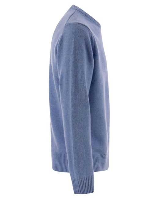Paul & Shark Blue Wool Crew Neck With Arm Patch