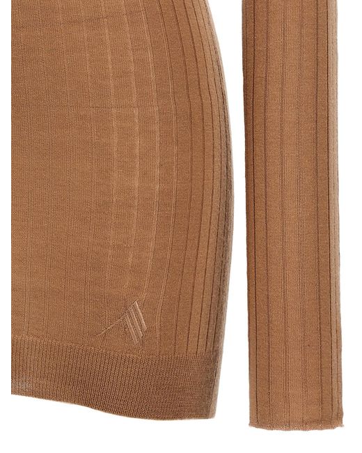 ワンピース THE ATTICO Ribbed mini dress Brown 250WCA00348 The Attico Ribbed Mini Dress | Brown | FARFETCH PH