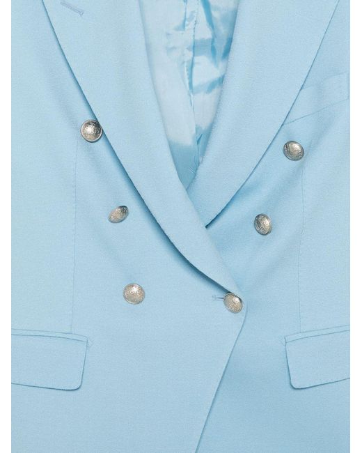 Tagliatore Blue Linen Double-Breasted Suit