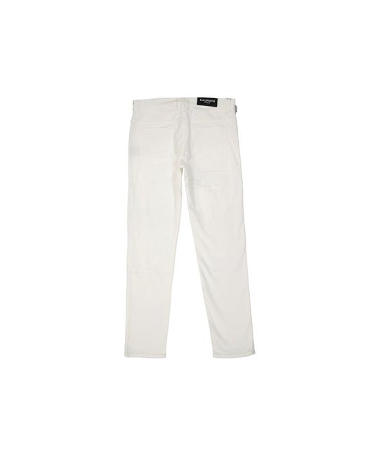 Balmain White Cotton Denim Jeans for men