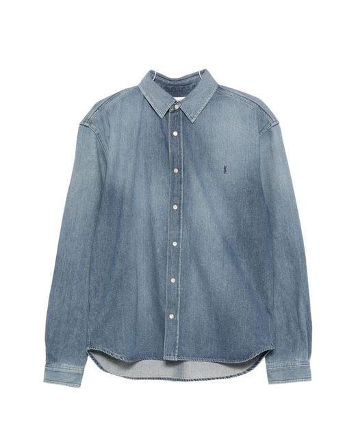 Saint Laurent Blue Denim Cotton Shirt for men