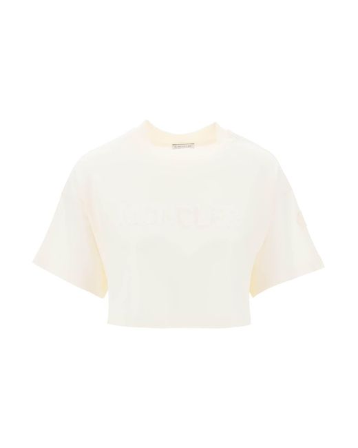 T-Shirt Cropped Con Logo di Moncler in White