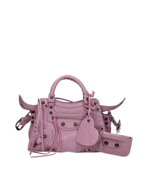 Balenciaga Purple Borse A Mano Neo Cagole Donna Pelle Rosa/Rosa Polvere