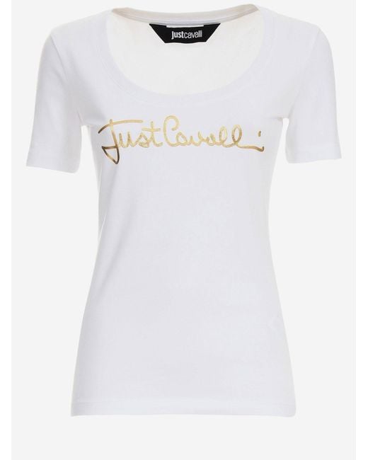 Just Cavalli White T-Shirt Stretch Cotton