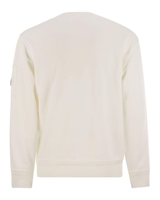 C P Company White Resist Dyed Cotton Sweatshirt With Lens Pocket for men