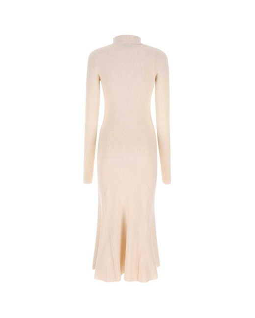 Balenciaga Natural Sand Silk Blend Dress
