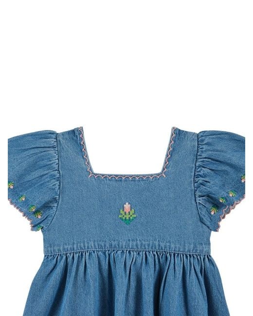 Emile Et Ida Blue Vestito Con Fiore