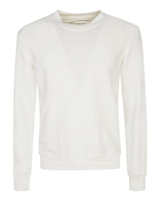 Original Vintage White Cotton Blend Linen Sweatshirt for men
