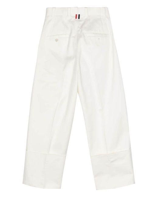 Thom Browne White Pressed-Crease Tapered Trousers