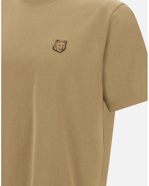 Maison Kitsuné Fetzer Fuchs Kopf Dunkle Taube T-Shirt in Natural für Herren