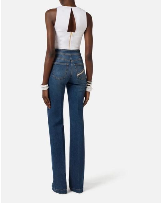 Elisabetta Franchi White Top With Ruffle
