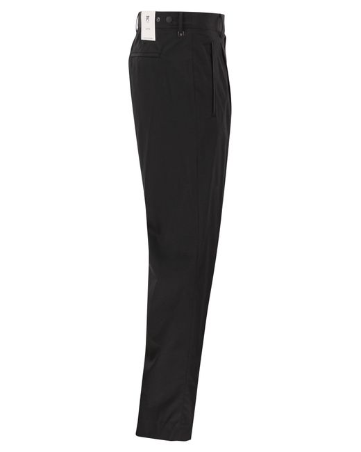 PT Torino Black Active Stretch Technical Cotton Trousers