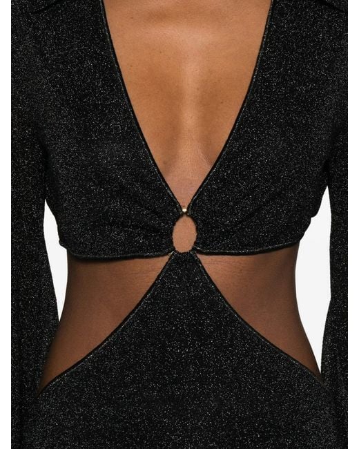 Oseree Black Lumiã¨Re Long Dress With Cut-Out