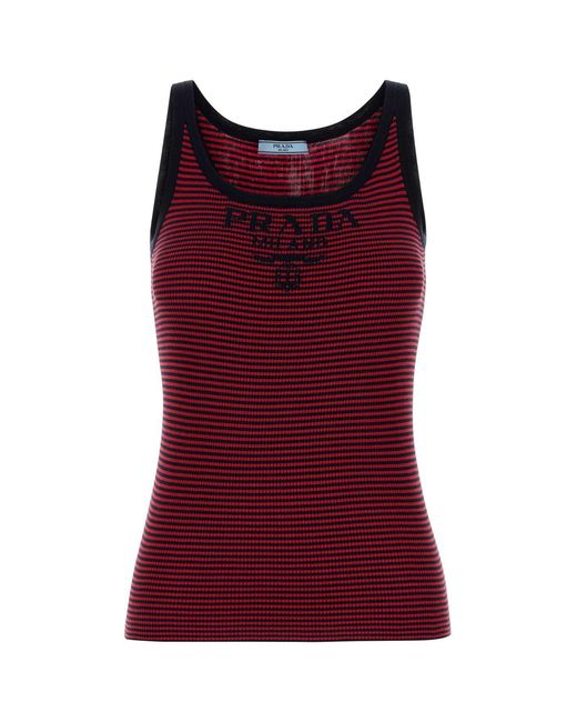 Prada Embroidered Silk Tank Top