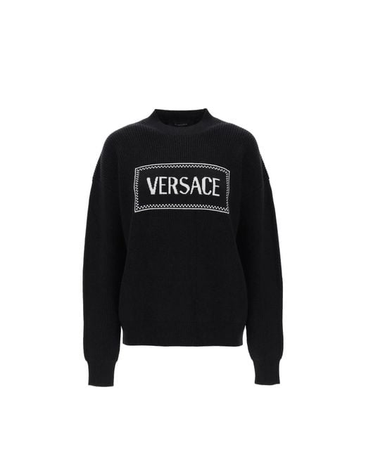 Suéter de logotipo de Versace de color Black