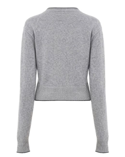 Chloé Gray Fitted Crewneck Knitted Cardigan