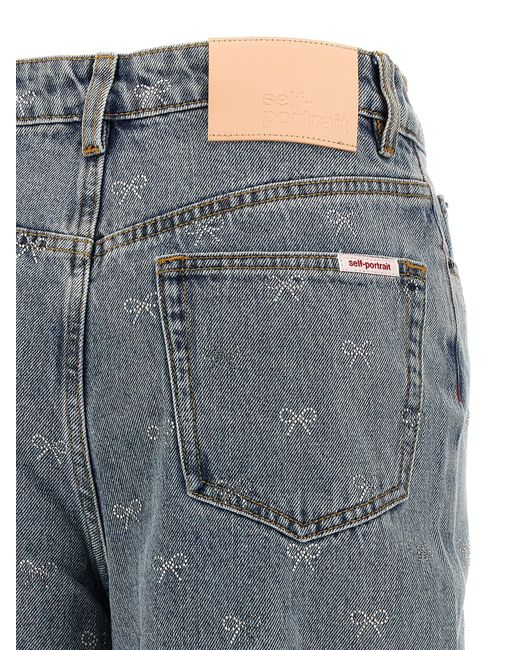 Self-Portrait Zelfportret 'lichtblauwe Diamante Boog' Jeans in het Gray