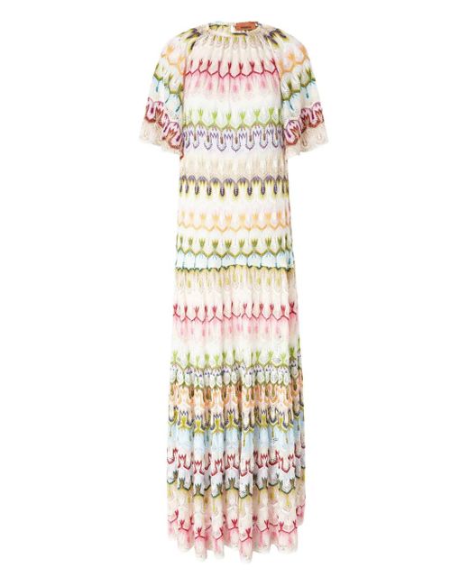 Missoni White Gestricktes Maxikleid