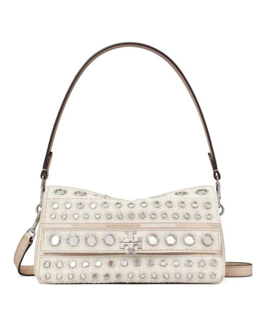 Tory Burch Metallic Small Charlie Embellished Shoulder Bag