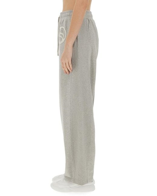 Stella McCartney Gray Wide Leg Cotton Jogging Pants With Subtle Logo