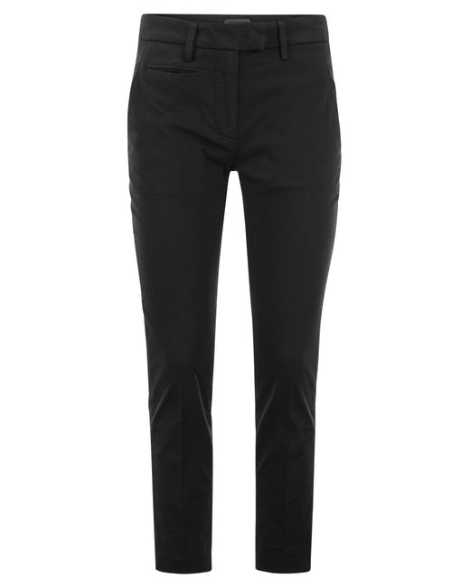 Perfect Slim Fit Gabardine Gabardine Pantaloni di Dondup in Black