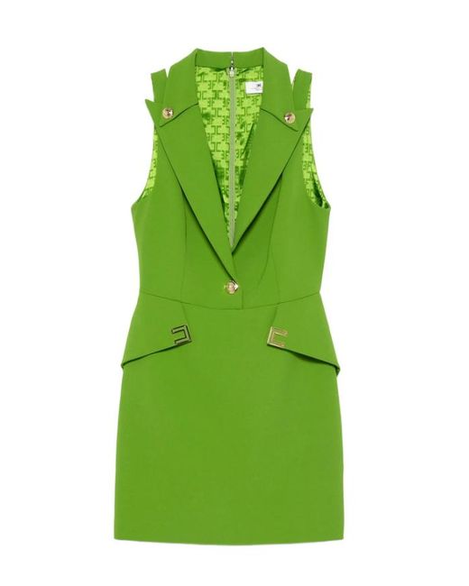 Elisabetta Franchi Women's Green Double Layer Stretch Crepe Mini Dress -  www.ice4pros.com.br