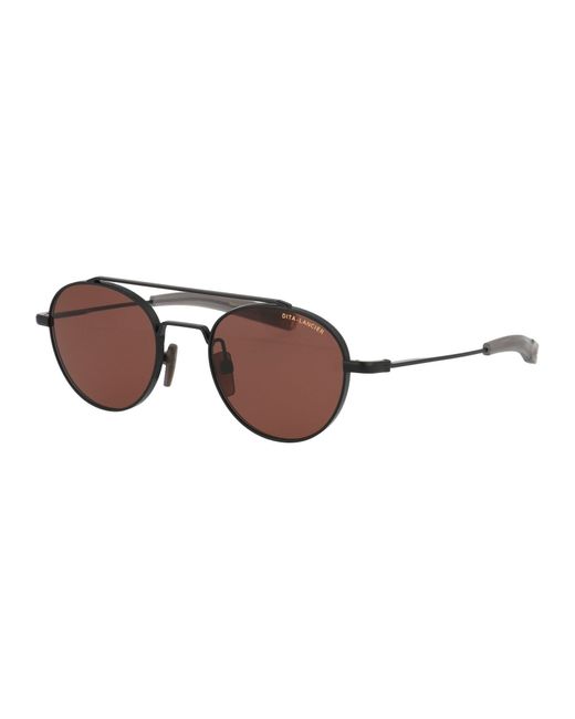 Dita Eyewear Brown Matte Polar Acetate + Metal Sunglasses
