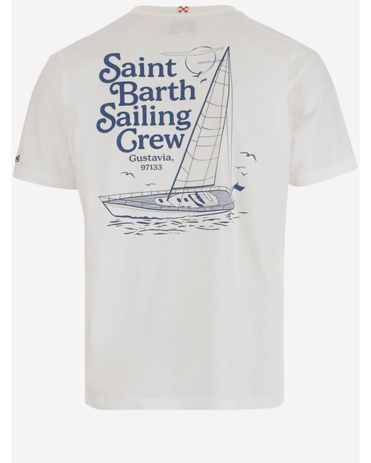 Mc2 Saint Barth White Cotton T Shirt With Logo Print for men