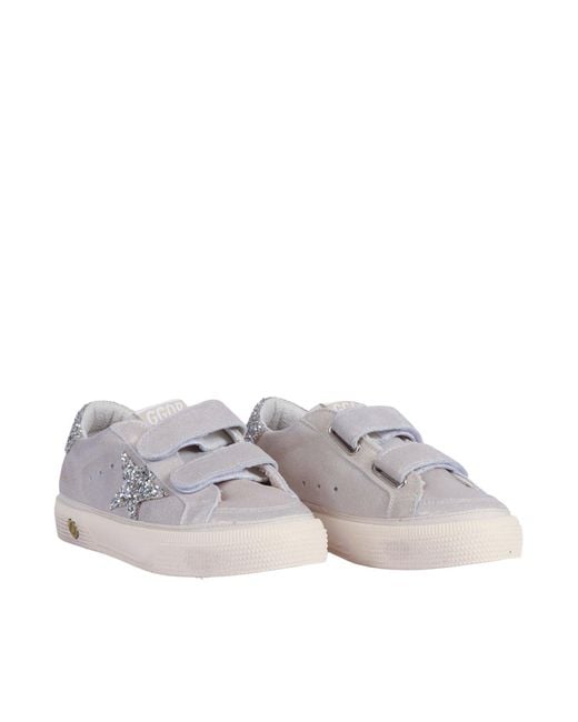 Golden Goose Deluxe Brand Gray Sneakers Old School Suede Upper And Strap Shiny Leather Star And Heel