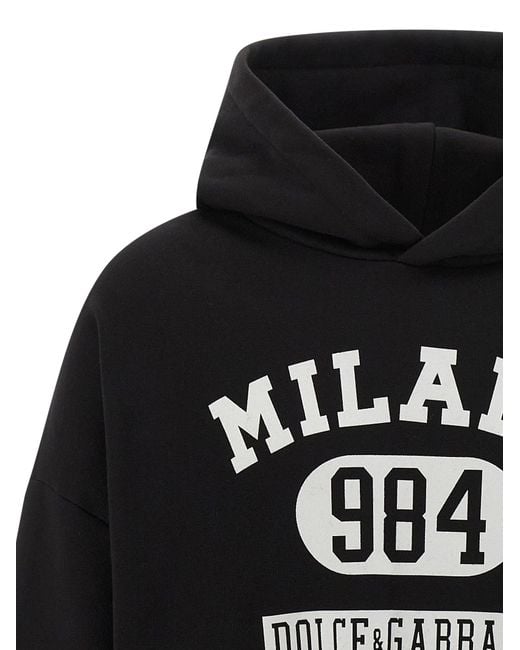 Dolce & Gabbana Flocked Print Hoodie in Black für Herren