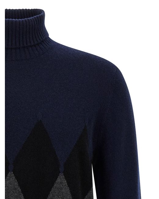 Ballantyne Argyle Turtleneck Sweaters And Cardigans Blue for men