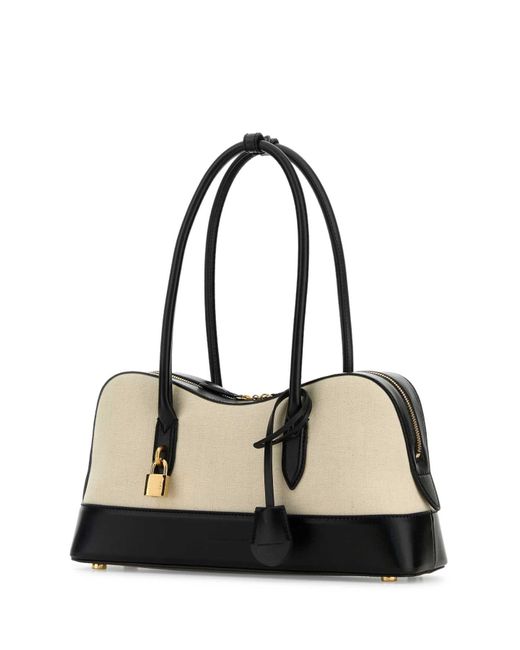 Stella McCartney Black Sand Canvas Ryder Shoulder Bag