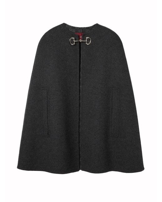 Gucci Black Wool And Silk Cape With Clamp