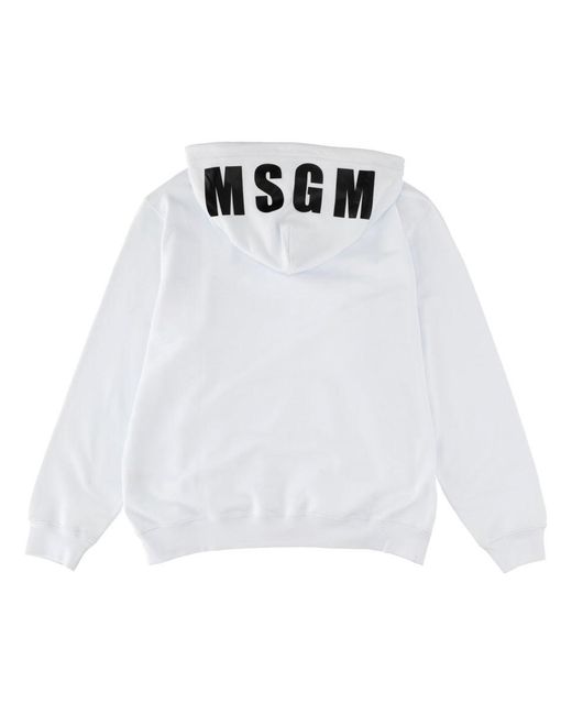 MSGM White Solid Hoodie for men