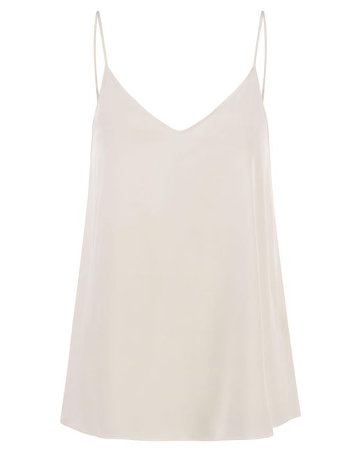 Antonelli White Fluid Silk Stretch Camisole Top