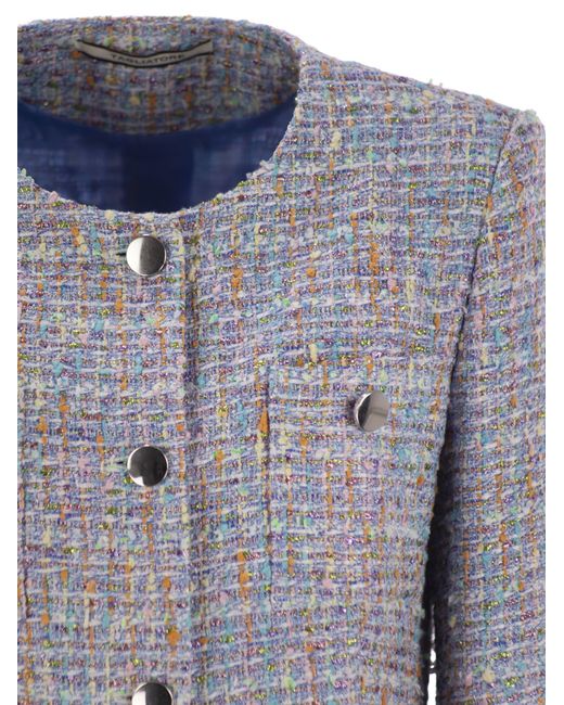 Tagliatore Blue Crew Neck Jacket With Front Pockets