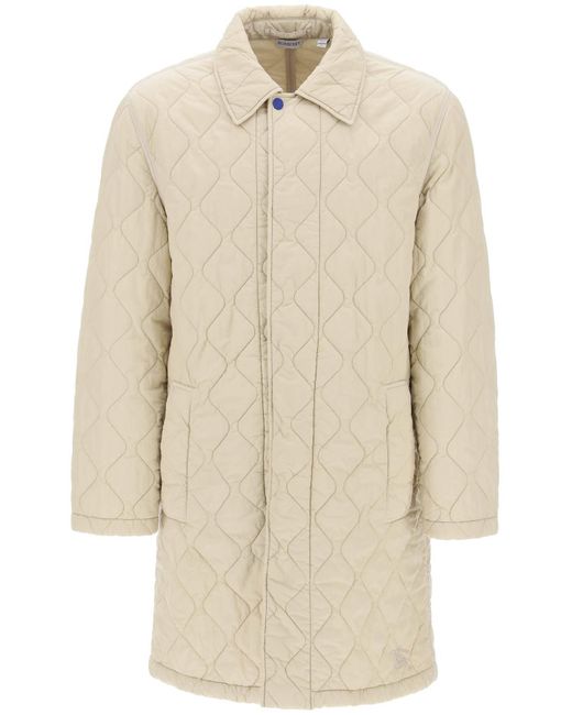 Cappotto Per Auto Midi Nylon Trapuntato Con di Burberry in Natural da Uomo