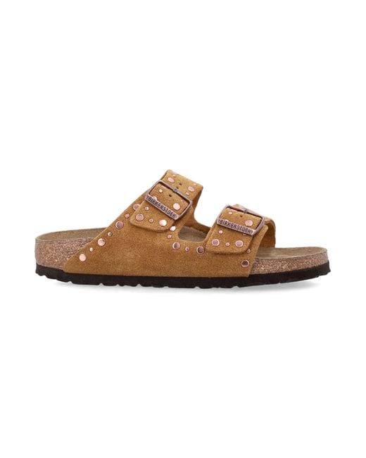 Birkenstock Brown Arizona Rivet Mink Suede Sandal
