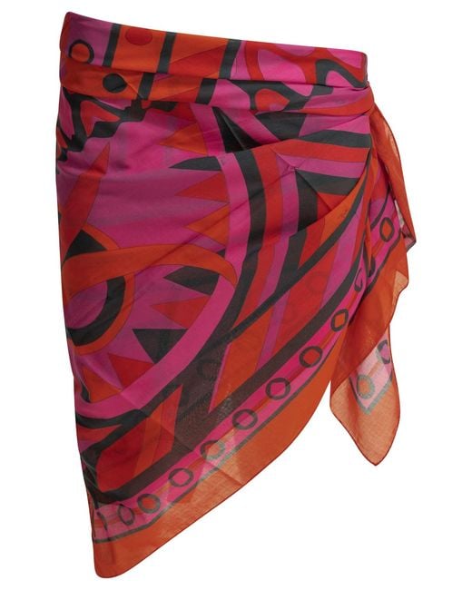 Emilio Pucci Red "Vivara" Pareo