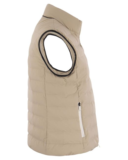 Sleeveless Down Jacket en nylon membrinado con moniles Brunello Cucinelli de color Natural