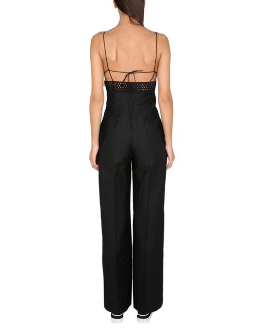 Stella McCartney Black Linen Blend Sangallo Bustier Jumpsuit