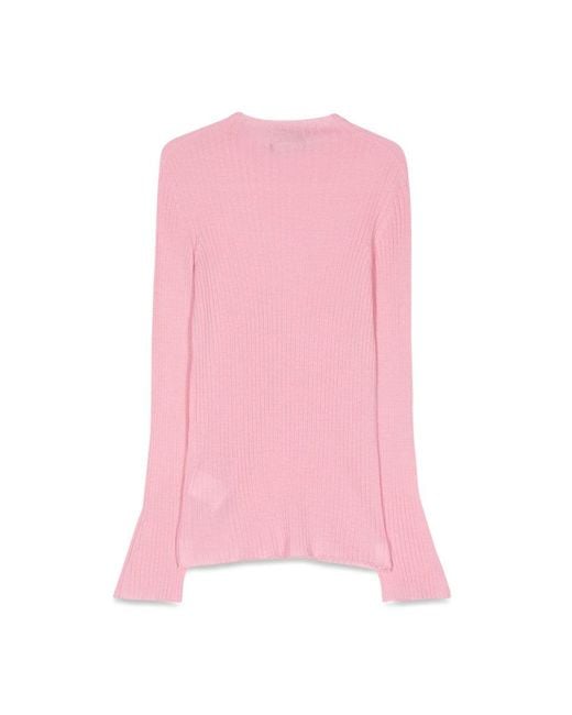 Versace Pink Knit Sweater Rib Series