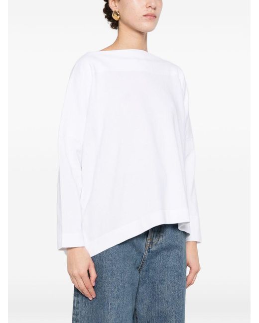 Daniela Gregis White Baumwollpullover mit U-Boot-Ausschnitt