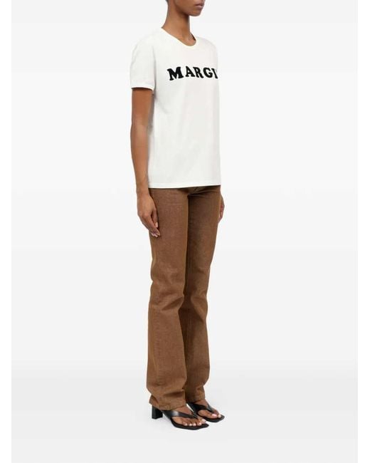 MM6 by Maison Margiela White Margie Printed T Shirt