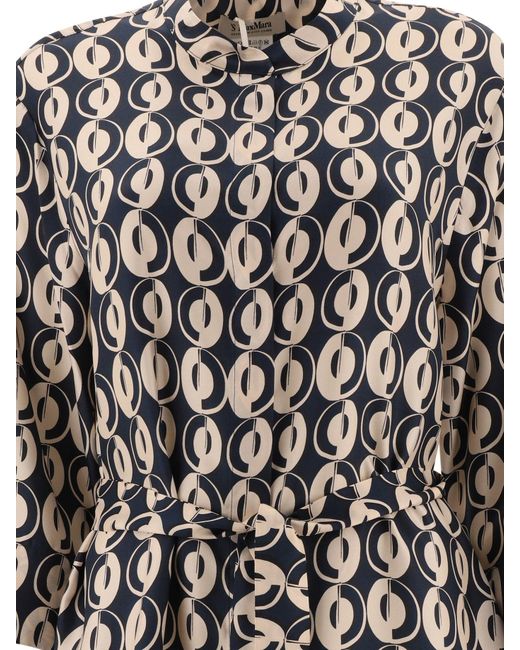 Max Mara Blue "Timesilk" Printed Silk Dress