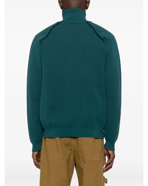 1989 STUDIO Green Full Zip Raglan Sweater for men